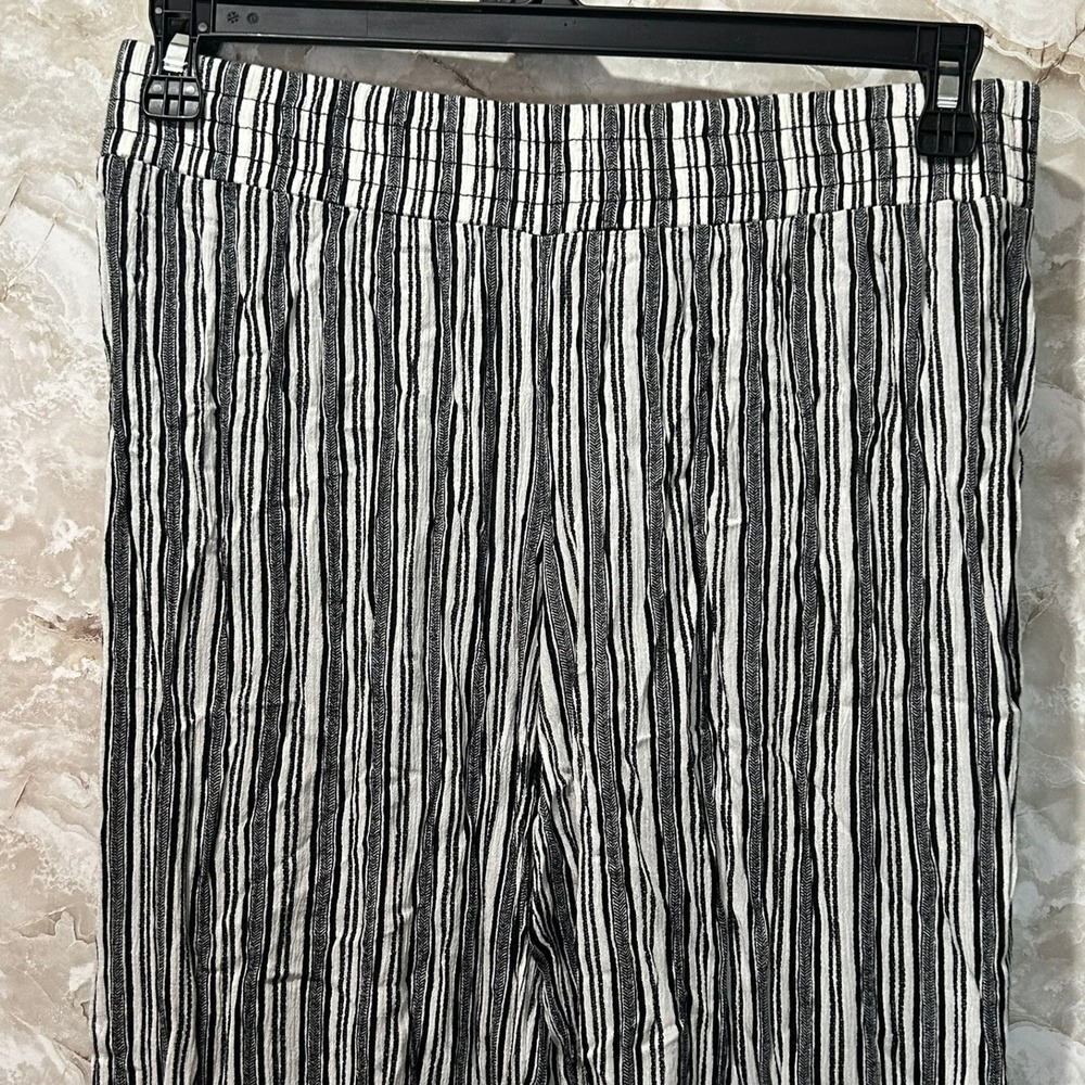 Apt. 9‎ Striped Wide Leg Crop Pants Smocked Waist Casual Comfy Size M